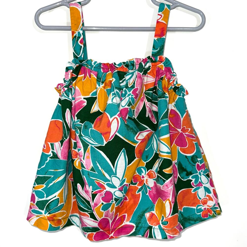 Carters Toddler Girls Tropical Floral Cotton Ruffle Tank Top Size 3T